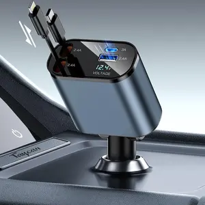 Viral 4-in-1 Car Charger with Ambient Light  Tangle-Free Fast Charge