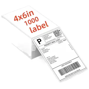 1000Label/4000label Product Fanfold 4 x 6 Direct Thermal Labels White Perforated Shipping Labels, 500 Label per Stack