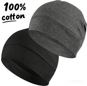 Cotton Skull Caps for Men Women,2-Pack Lightweight Beanie Sleep Hats Breathable Helmet Liner