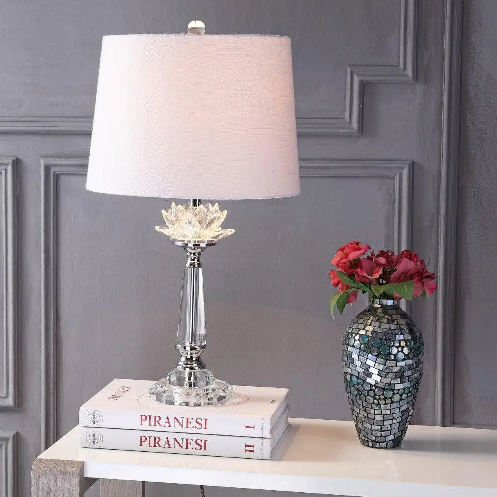 JONATHAN Y Crystal LED Day Table Lamp - Elegant Lighting, Indoor Decorative Light for Bedroom, Living Room, Foyer, Ambient Decoration Lamp