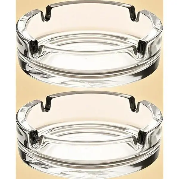 Clear Glass Ashtrays for Indoor Outdoor Use, Portable Decorative Modern Ash Tray for Home Office Patio, Stylish Cool Mini Ashtrays, Pack of 2, Reusable and Easy to Clean