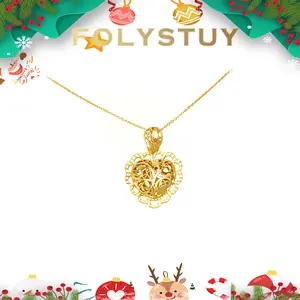 FOLYSTUY (K146) Rose Petal Heart Pendant - The pendant is 24.5mm wide and 35.9mm long. It features an elegant design with a unique heart-shaped decoration, making it suitable for wearing in various occasions.
