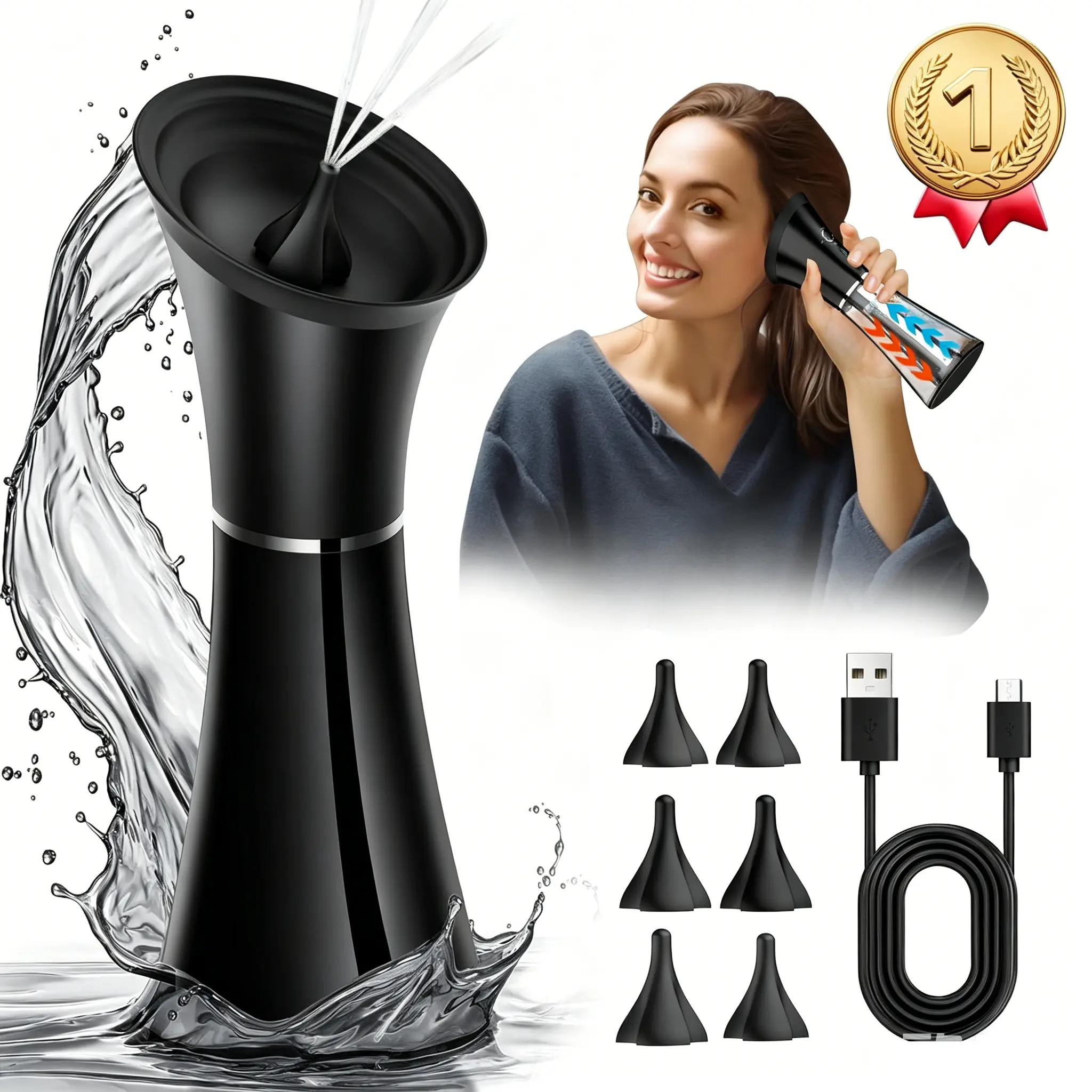 Electric Ear Wax Removal Kit, headot earwax cleaner, with IPX6 Waterproof 4 Intelligent Modes Rechargeable Design Safe Effective for Daily Ear Care Swimmers Headphone Users, Ear Cleaning Tool