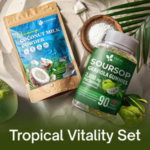 FreshDrinkUS Tropical Vitality Set, Soursop Graviola Gummies & Organic Coconut Powder, 100% Natural and Pure, Vegan, Non-GMO, Gluten-Free, Unsweetened, Plant-Based Wellness Combo for Daily Energy and Balance