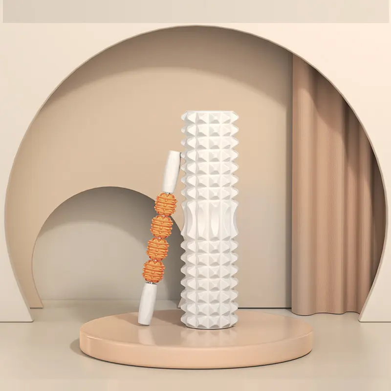 (45cm Foam Roller + Spiked Roller) White