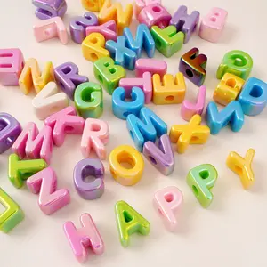 50pcs A-Z 20mm High-Quality Rainbow Letter Beads, Spacer Beads, Bead Assortment, DIY Jewelry Supplies, Kids Gifts, Necklaces, Keychains, Pet Collars