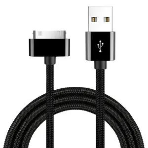 Fast Charging Cable for iPhone 4 4s iPad 2 3 iPod Smartphone Cellphone 30 Pin Nylon Braided Wire Metal Plug Data Transfer Sync USB Charger adapter