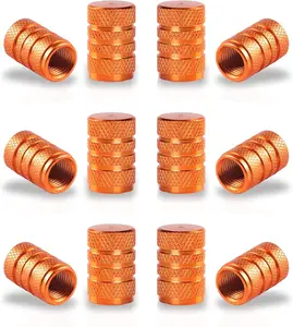12PCS Tire Valve Stem Caps, Car Exterior Accessories, Aluminum Alloy Valve Cover Universal for Cars, Trucks, Motorcycles and Bicycles - (Orange)