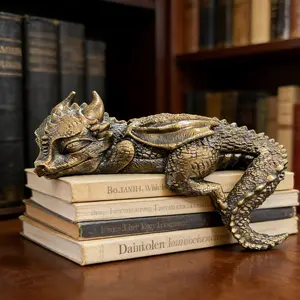 Resin Dragon Statue, Lying Book Dragon Figurine, Shelf Decoration, Home Office Decor, Unique Gift Idea, Creative Art Piece