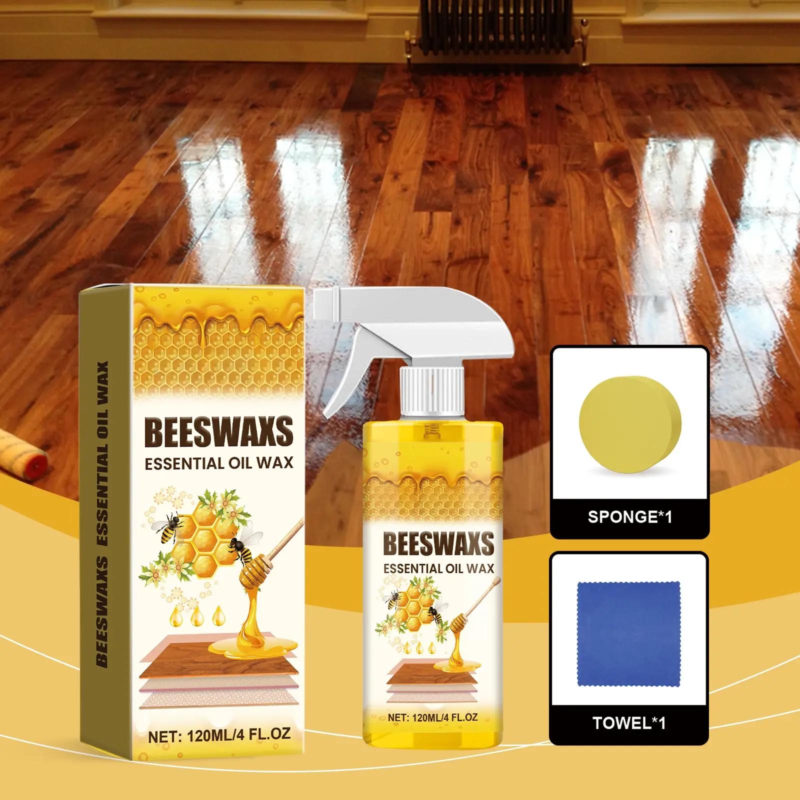 Natural Beeswax Wood Polish Spray 120ml - Furniture Restorer & Cleaner | Wood Seasoning Wax for Floors, Cabinets, Tables - Non-Greasy, Anti-Dust & Deep Protection