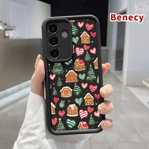 TPU Phone Case Compatible with Samsung Galaxy S23 Ultra S24 Plus S25 S22+  Gingerbread Christmas Love Pattern Full Body Protection Shockproof Soft Silicone Cover Cellphone Protective Casing
