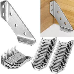 Heavy Duty 304 Stainless Steel Angle Braces 90-Degree Angle Connectors Brackets Perfect for Cabinets & Furniture, Industrial Hardware, Sturdy Bracket, Metal Brackets