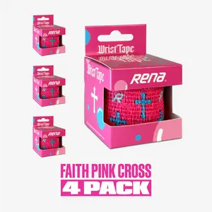 4 Pack Faith Wrist Tape, Pink Cross, Christian Athletic Tape, Baseball Drip, Football Drip, Soccer Drip
