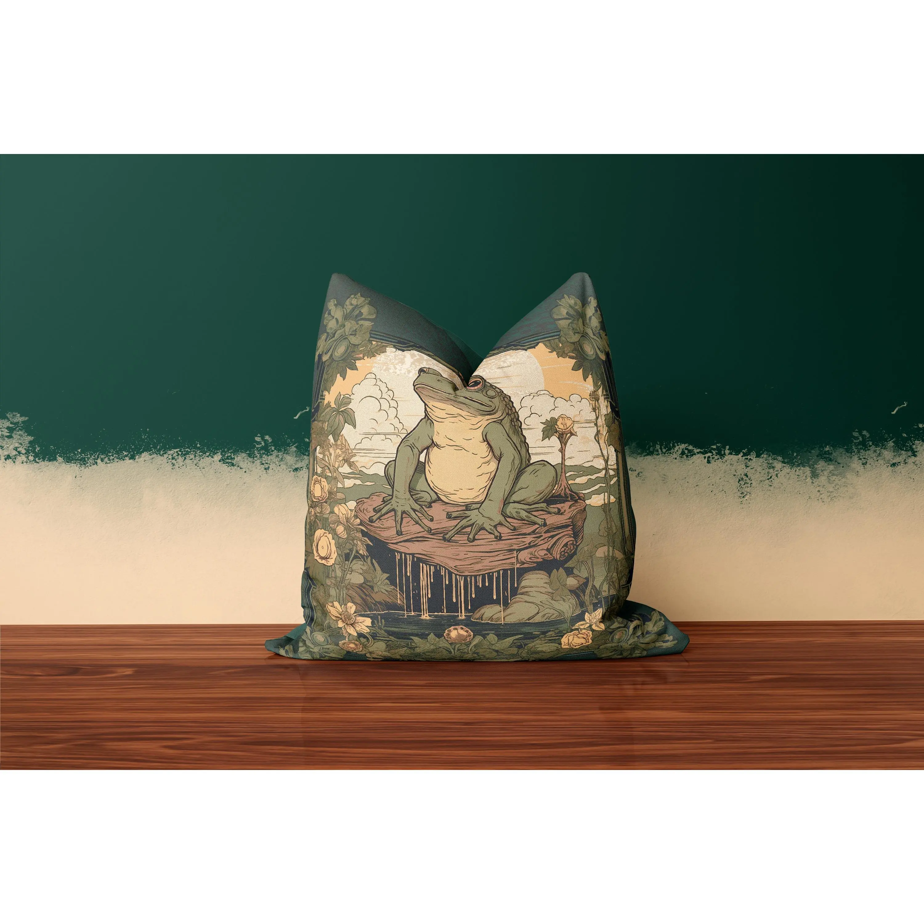 Wise Frog Woven Pillow