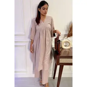 Beige Kurta Pant Set