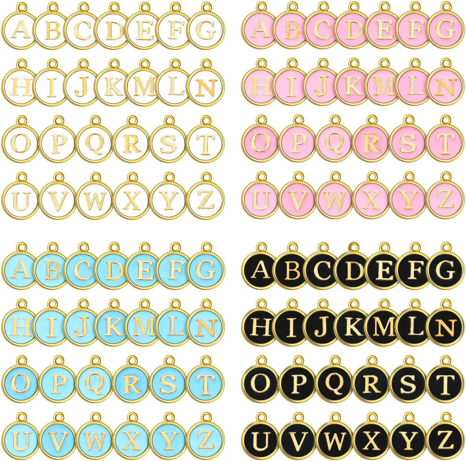 104-Piece Letter Charms for Jewelry Making – Double-Sided Alphabet Charms Initial Pendants with Lobster Clasps and Jump Rings for Necklace, Bracelet, Earring, and DIY Jewelry Crafting