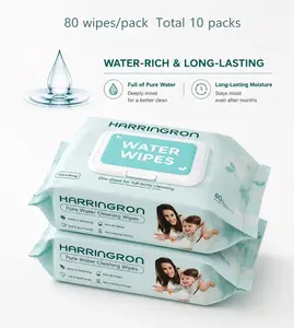 Pure Water Baby Wipes 10 Packs, Soft & Gentle Moist Wipes for Sensitive Skin, Thick Water-Based Cleaning Wipes for Home, Travel & Daily Use