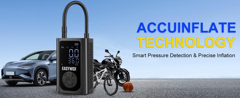 Easywox Portable Wireless Tire Inflator 150PSI Smart Air Pump Power Bank LED Light for Cars Motorcycles and Other Vehicles
