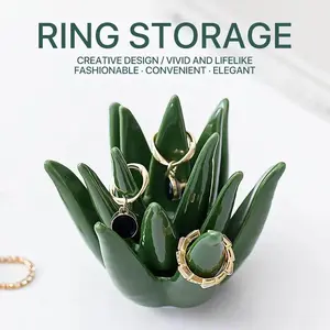 Cactus Aloe Ring Holder Tray, Jewelry Storage Display Stand, Jewelry Holder Organizer, Home Office Desk Decor, Perfect Gift for Women, Friends, Mom, Jewelry Storage Unit