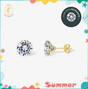 Moissanite 1ct-2ct Classic Solitaire Four-Prong Stud Earrings Silver-Plated Jewelry Wedding Engagement Anniversary Valentine's Day Birthday Daily Wear