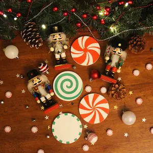 Peppermint Candy Ceramic Coasters (Set of 4) - Round Coasters - Winter Coaster Gift Set - Christmas Ceramic Coasters - Holiday Coasters