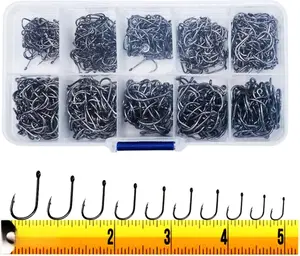 300PCS Small High-Carbon Steel Barbed Fishing Hooks with Holes, 10 Specifications of Fishing Hooks, Portable Boxed Hooks, Powerful Hooks That Can Adapt to Various Fishing Environments
