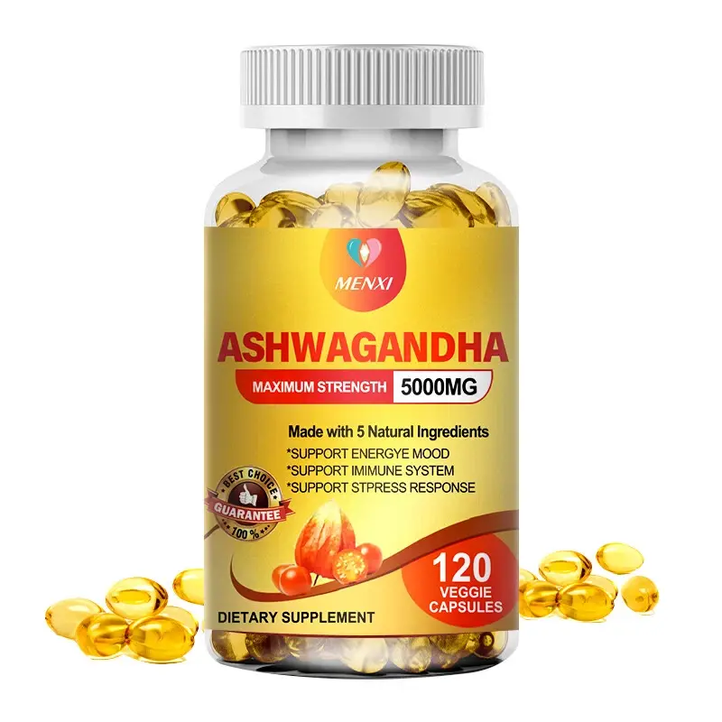 Organic Ashwagandha Capsules 5000mg Strong Stress & Adrenal Support 120 Capsules