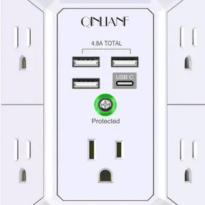 Surge Protector With 5 Outlet Extender & 4 USB Charging Ports