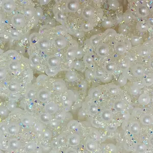 White bead (Sugar + Pearl) diy, 4pcs