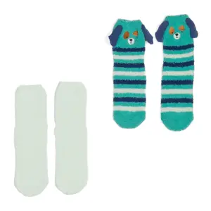 Lug Set of 2 Plush Crew Non-Slip Socks -Trolley Friends