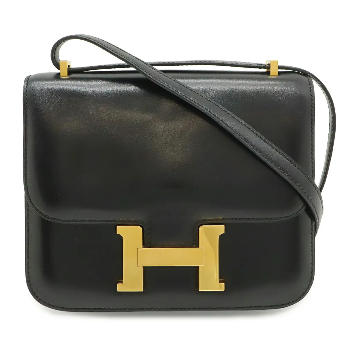 Pre-owned HERMÈS Calfskin Shoulder Bags Hermes Constance3 Mini18 Box Calf Shoulder Bag