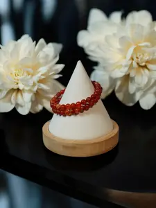 Carnelian Beaded Crystal Bracelet 6mm | Carnelian Gemstone Beaded Bracelet