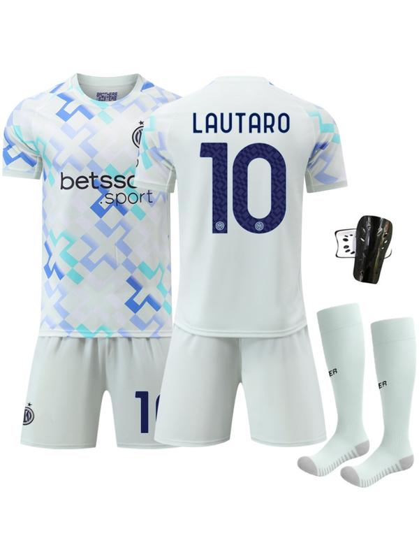 2526 New Inter Milan Away Football Kit, No. 9 Thuram, No. 23 Barella, No. 10 Lautaro, White Set Jersey