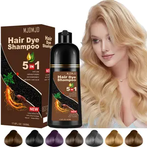 Natural Blonde Brown Hair Dye Shampoo 5-in-1 – Herbal & Ginseng Formula, Ammonia & Paraben Free, Semi-Permanent Color in 10–15 Mins, 100% Gray Coverage, Long-Lasting Hair Color for Women & Men (All Hair Types)