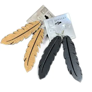 3.25”   Leaf Female Wood Earrings Ethnic