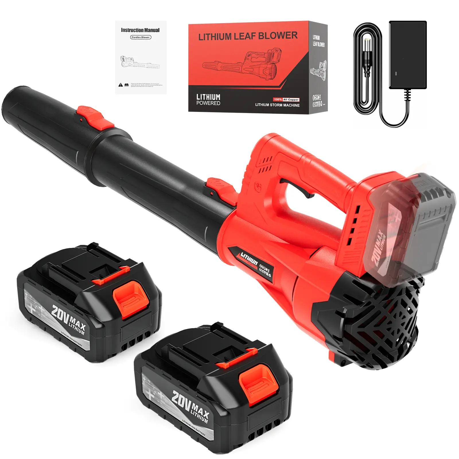 20V Lithium Battery Hand Held Leaf Blower - Lightweight Handheld Axial Electric Blower with 2.0 Ah Battery, Charger for Lawn Care, Patio Cleaning, Lightweight Handheld Blower