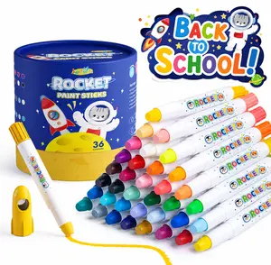 【Buy 1 Get 1】JUPITEARTH Rocket-Shaped Gouache Paint Sticks oil pastels (36/26/18 Color Options) – silky crayons, Fast-Drying, Non-Toxic, Washable  120-Page PDF Coloring Pages, summerwins, back to school shopping