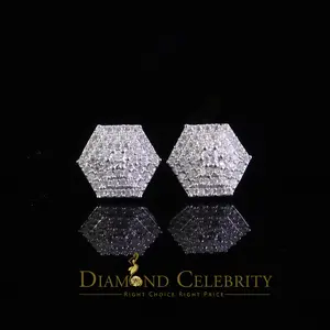 Diamond Celebrity’s 1.0ct VVS ‘D’ Moissanite Men’s/Women’s 925 Silver White Hexogonal Stud Earrings