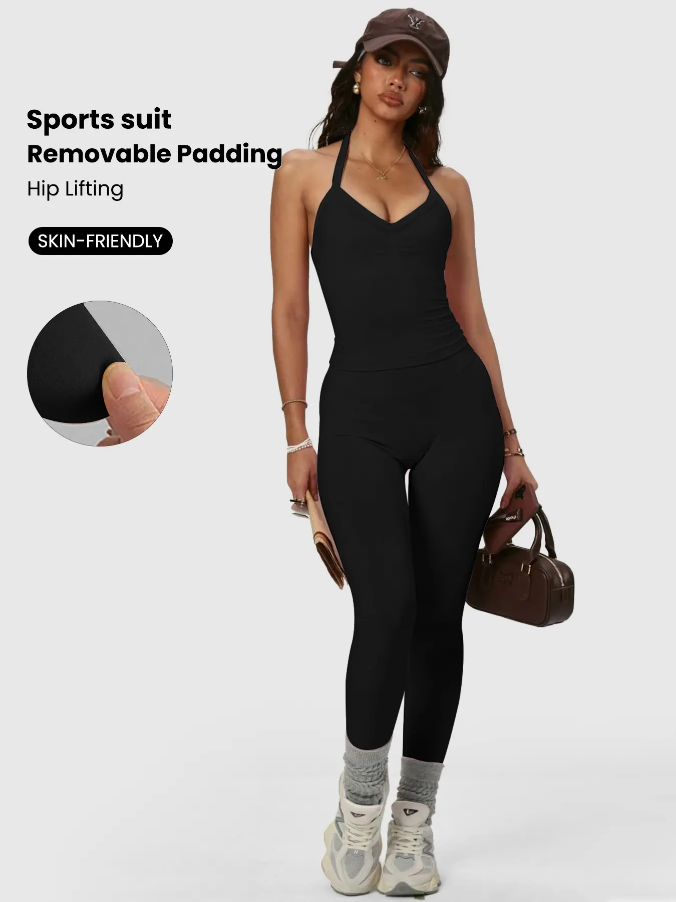 Women's Seamless Yoga Leggings Set, High-Waisted Butt-Lifting Design, Detachable Bra Tank Top, Sleeveless Above Ankle Fit for Gym and Sports, Fitness Clothes, Yoga Clothes Set, Summer Activewear
