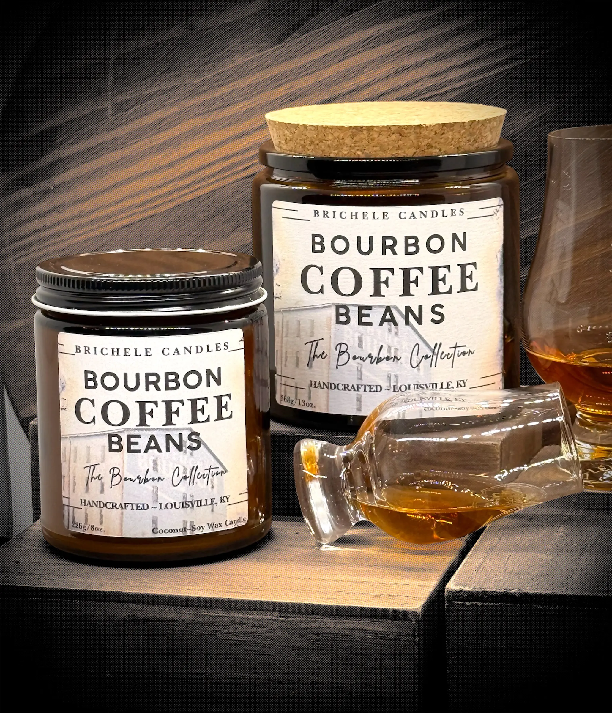 Bourbon Coffee Beans Candle - Scented Candle with Bourbon, Brewed Coffee, Irish Whiskey, Cacao