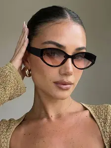 Women's Oval Frame Retro Sunglasses, and Coffee Color Lightweight Fit for Outdoor Commute, Stylish Sun Protection Eyewear, Trendy Sunglasses