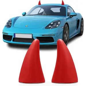 3D Devil Horns Car Roof Decoration – Classic Red Foam Horns with Elastic Strap – Halloween Car Sticker, Easy to Spot in Parking Lot
