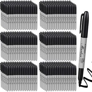 300 Pack Black Permanent Markers Bulk - Fine Point Permanent Marker Quick Drying  Pens for Doodling Writing Marking Classroom Work   Metal Stone Glass, Office School Supplies