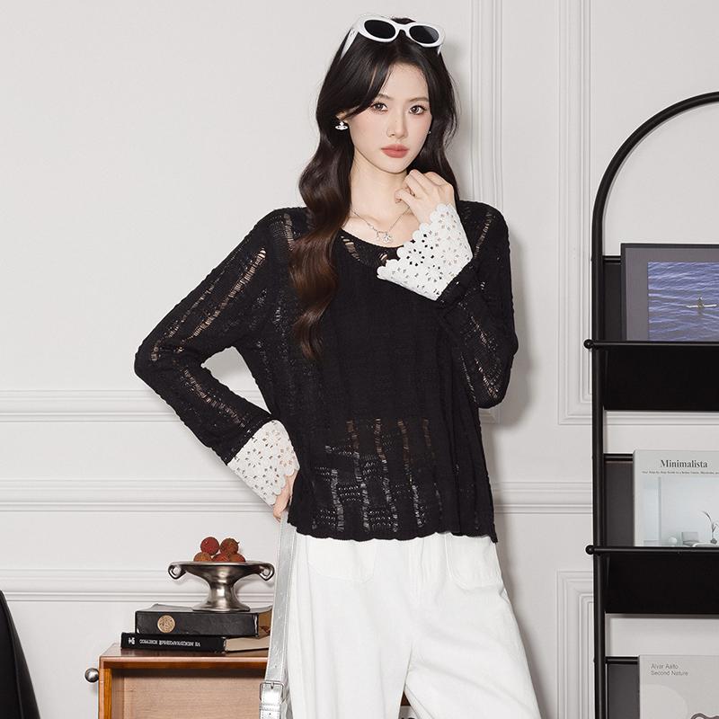 XINEV Women's Sweater 2025 Winter High-End Elegant Petite Laid-Back Fashionable Casual Knitted Base Layer Top Round Neck Mesh Knit Pullover White Comfort Elegance Piece Minimalist Long Sleeve Fitted Crewneck Basic Knitwear Womenswear sueter para mujeres