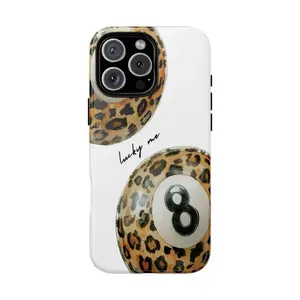 Vintage Leopard 8 Ball Tough Phone Case, Retro Animal Print Phone Case, Funky Lucky Me Cover, Y2K Aesthetic Phone Case, Trendy Gift for Her,phone Case Suitable for Iphone 11/12/13/14/15/16/17 Pro Promax Plus Air