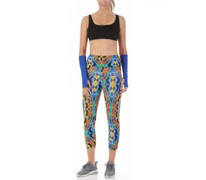 InstantFigure Activewear Capri Printed With Wide Waistband - 14504M Colorful Performance Yoga Leggings - High Waisted Athletic Capri Pants, Silky Smooth Breathable Nylon Spandex Stretch Fabric, Durable Quality, Made In USA