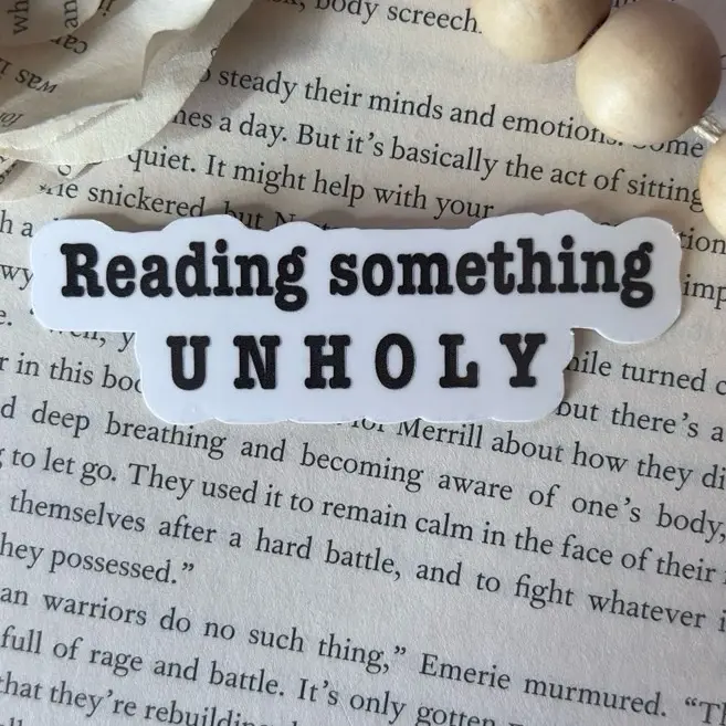 Reading Something Unholy Sticker, Dark Romance Bookish Sticker
