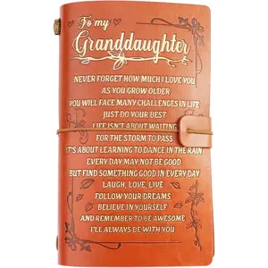 Personalized Leather Journal for Granddaughter - Refillable 140 Page Notebook,  Graduation or -to-School