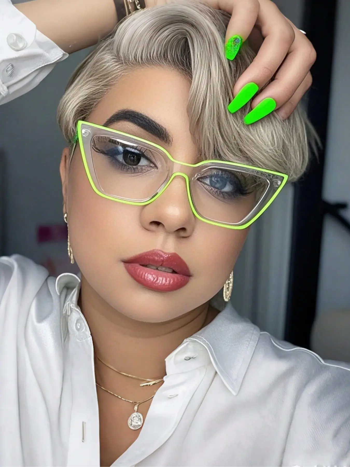 Casual Color Block Cat Eye Glasses for Women, Stylish Eyewear for Daily and Work Use, Perfect for Students and Fashion Lovers, Casual Eyeglasses