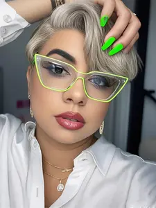 Casual Color Block Cat Eye Glasses for Women, Stylish Eyewear for Daily and Work Use, Perfect for Students and Fashion Lovers, Casual Eyeglasses